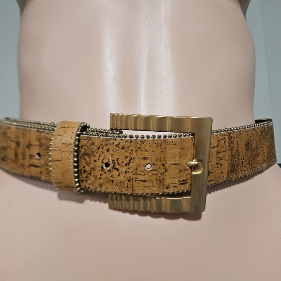 Vintage Paul Harris Leather Belt — Made in USA — Gold Statement Buckle. Size SM main image 13